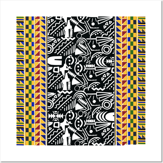 Black and white Kente Pattern Wall Art by Kikapu creations